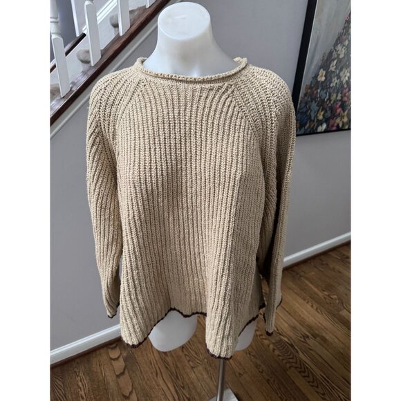 Zulu & Zephyr Sand Contrast Rib Knit Jumper Sweater Size AU 14 US 10 - Picture 2 of 3